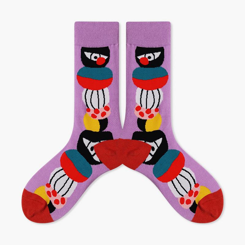 Autumn/Winter Couples Skateboard Sox Creative Abstract Art Harajuku Hip Hop Streets Tide Socks Colorful Funny Socks Skarpetki