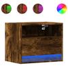 VidaXL Wall-mounted Bedside Table with LED Lights Smoked Oak, Floating Bedside Table, Phone Holder, Bedside Table 852069