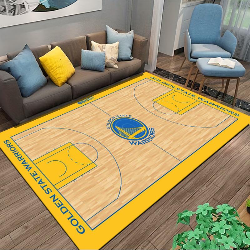 Tappeto con motivo del campo da basket dei Golden State Warriors per Decorazione della Casa Adatto per l'uso come antiscivolo per soggiorno camera da letto divani