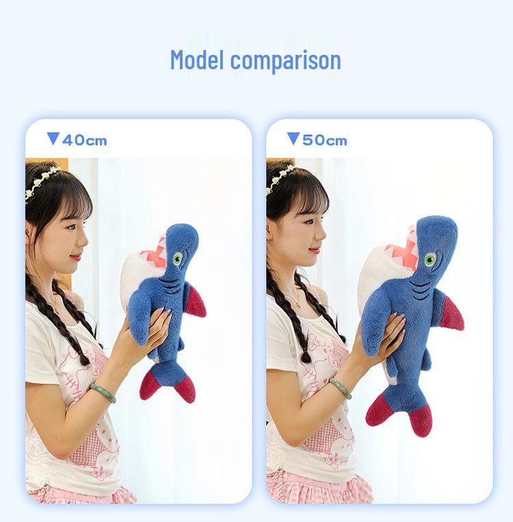Creative Megalodon Shark Plush Pillow with Red Lips – Funny Prank Toy & Gift Doll