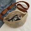 Women's Woven Seaside Vacation Bag with Zipper Closure, Suitable for Beach, Sports and Leisure Outdoor Activities