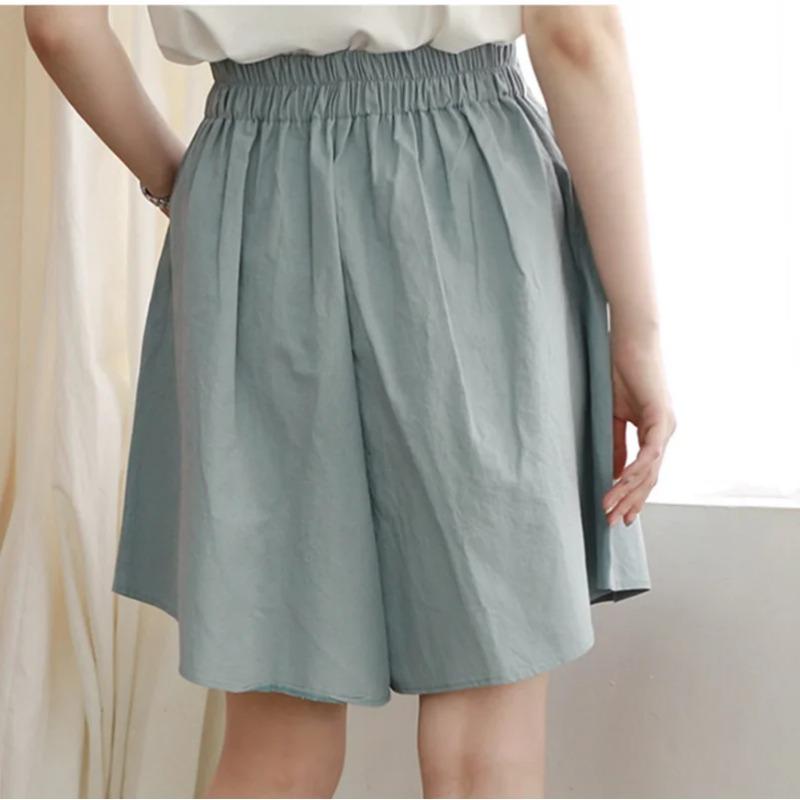 Short taille haute grande taille pour femme, pantalon ample à jambes larges, couleur unie, décontracté, tendance
