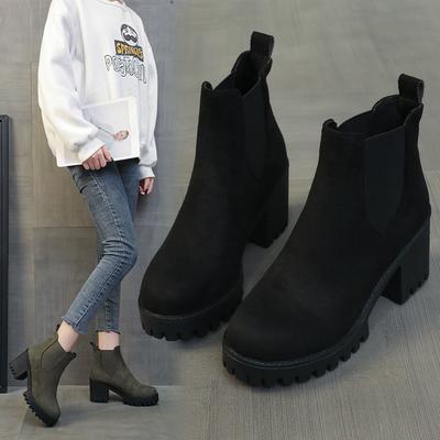 Fashion 2025 Winter Chunky Heels  Women Fashion Stretch Fabric Ankle Boots Shoes Classical Femeal Woman Boats Size 35-41