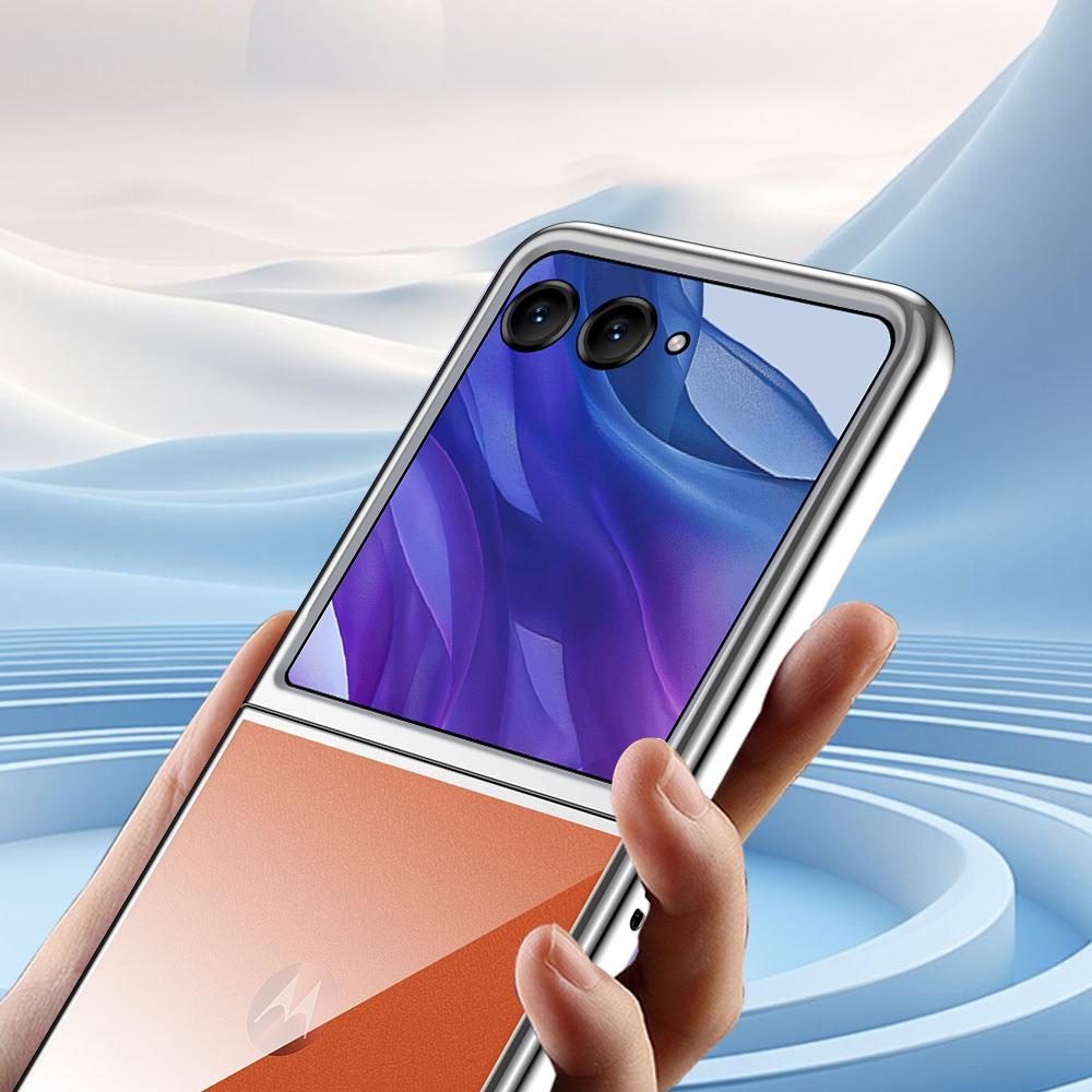 Für Motorola Razr 50 Ultra 5G Hülle Galvanisierter Rahmen Transparente PC Handyhülle