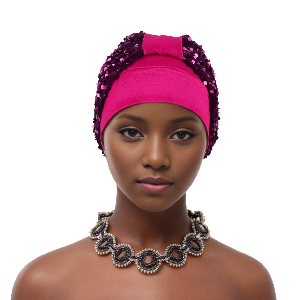 

Элегантная бархатная шапка с пайетками: Маленькая квадратная мусульманская и африканская шапочка M (56-58cm) розы красного