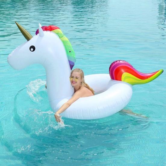 Inflatable Rainbow Water Float Ride-on Swimming Pool Lounger Beach Raft