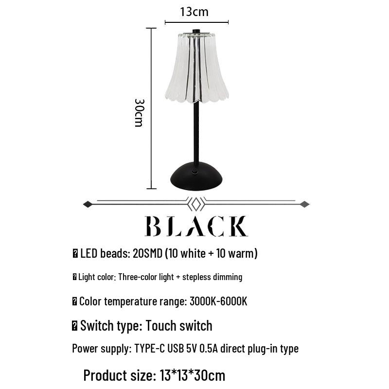 Rechargeable Wrought Iron Night Light: Eye-Protecting Bedside Mood Sensor Lamp