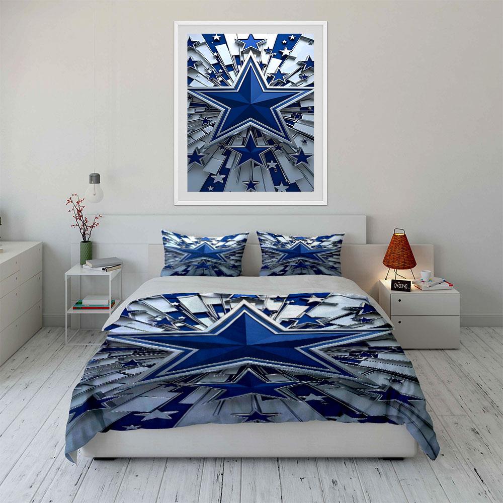 Blue and silver stars. Bedding sets Duvet cover sets Duvet covers Pillowcases(1*Duvet Cover 2*Pillowcases without duvet insert)