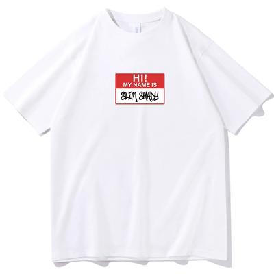 Eminem Hi My Name Is Slim Shady T-shirt O-Neck Short Sleeve Shirts Fans Gift
