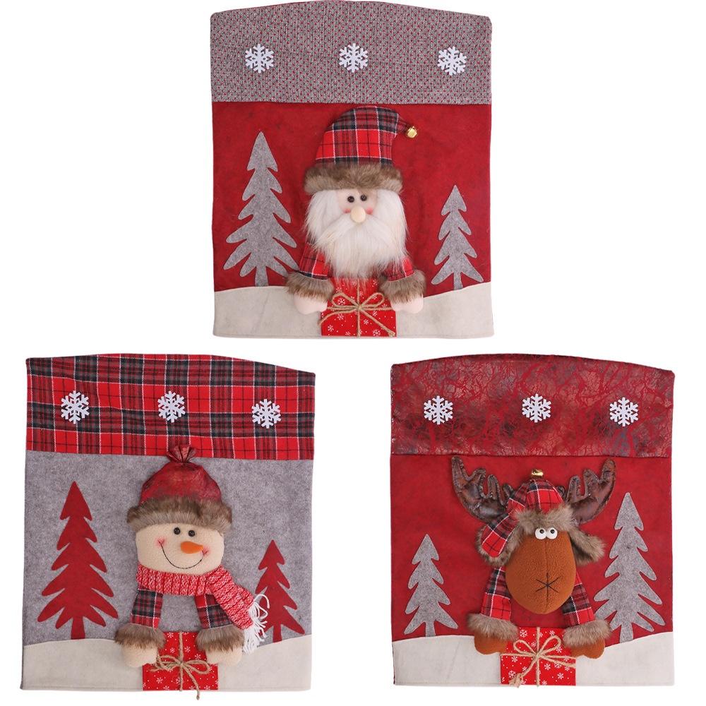Christmas Festive Chair Cover Set Santa Claus Snowman Reindeer Decorate Your Kitchen