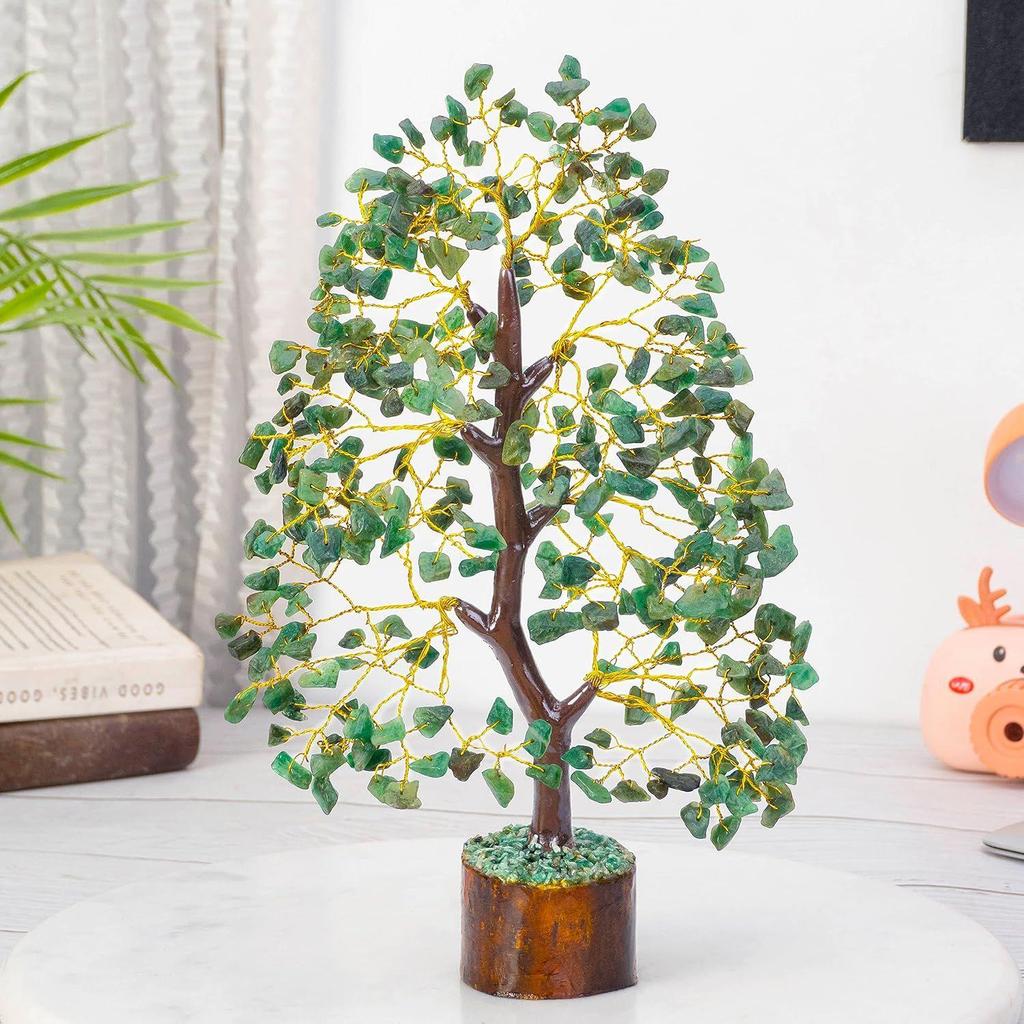 Green Aventurine Crystal Tree Good Luck Showpiece for Home Decor Items Crystals Gemstones Bonsai Money Tree for Good Luck, Decoration Gift Item