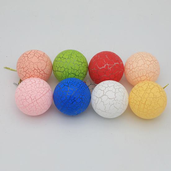 6Pcs 6cm Xmas Balls Crack Texture Easy Hanging Festive Bright Color Plastic Christmas Baubles Pendants Party Supplies
