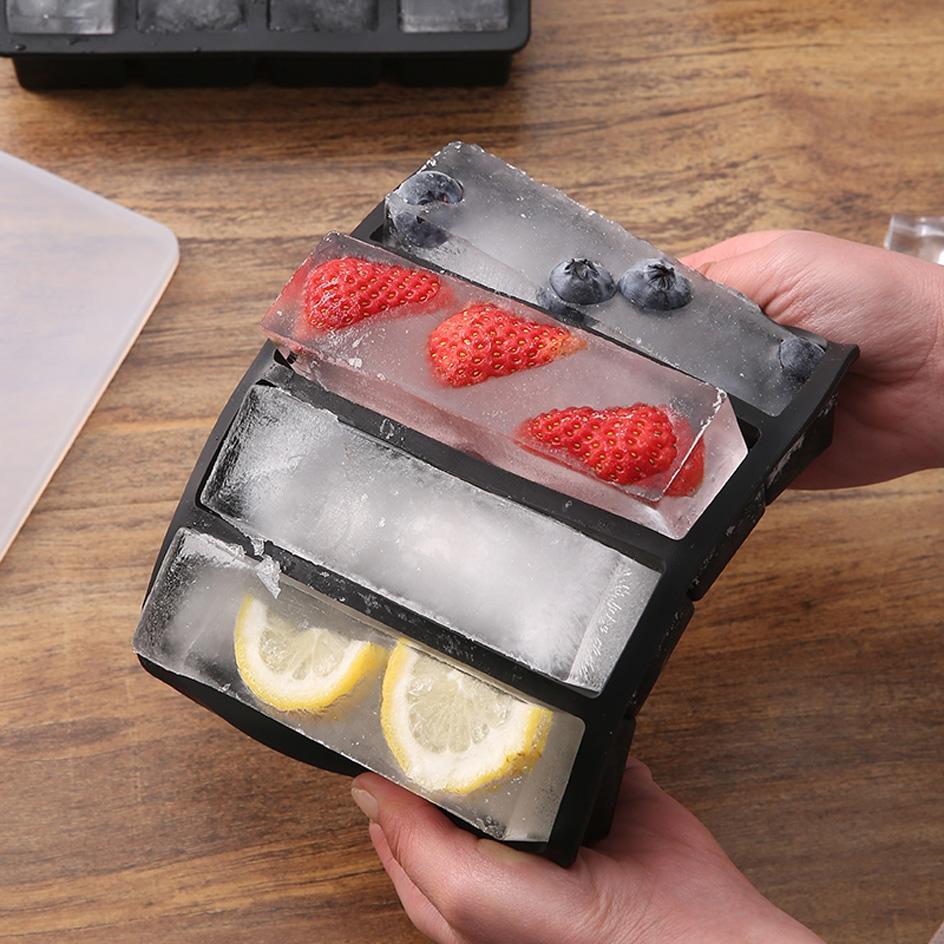 Ice Cube Tray with Lid Stackable Freezer Ice Trays Large Rectangular Ice Cube Mold Easy-Release Ice Cube Mould Kitchen Items