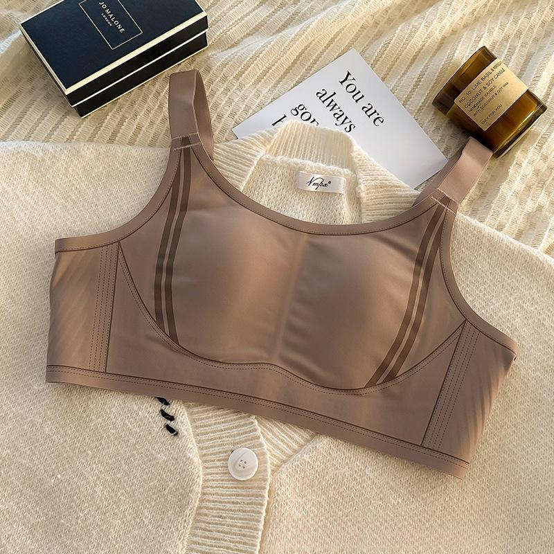 Women's Summer Thin Rabbit Ear Cup Adjustment Type Large Breast with Small Retraction and Anti Sagging Non Mark Bra