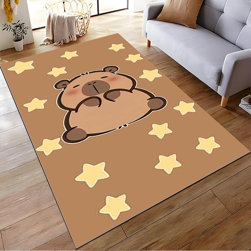 Cute Cartoon Bear and Stars Pattern Carpet for Living Room Decor Suitable for Use As an Anti-slip for Living Room Bedroom Sofas
