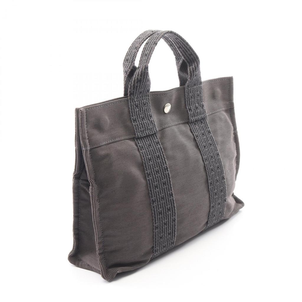 Used HERMES HerlinePM Tote Bag Nylon canvas Gray Used Women