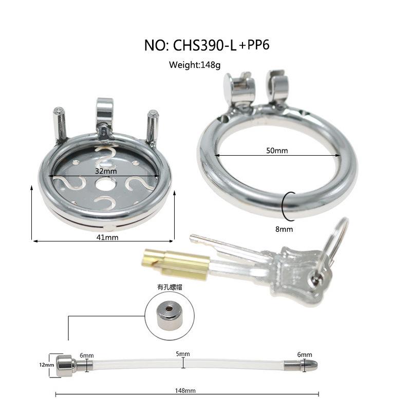 New Stainless Steel Chastity Lock Flat Plate S Hollow with Fine 5mm Catheter Chastity Device Penis Cage Sex Tool