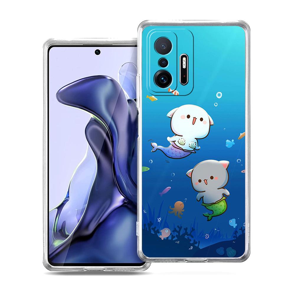 Peach And Goma Cat Phone Case for Xiaomi Mi Poco F3 X3 X4 GT NFC M3 M4 11 Ultra 12 11X 11i Pro Lite 5G Soft Transparent Cover