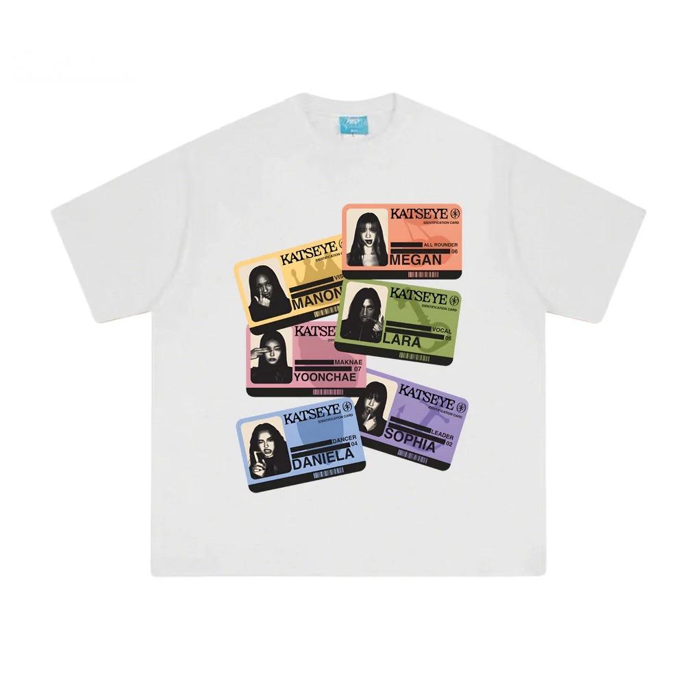 Girl Group KATSEYE Member Identification Card Style Poster Graphic Print TShirt Men Women Summer Cotton Oneck Oversized NewTee