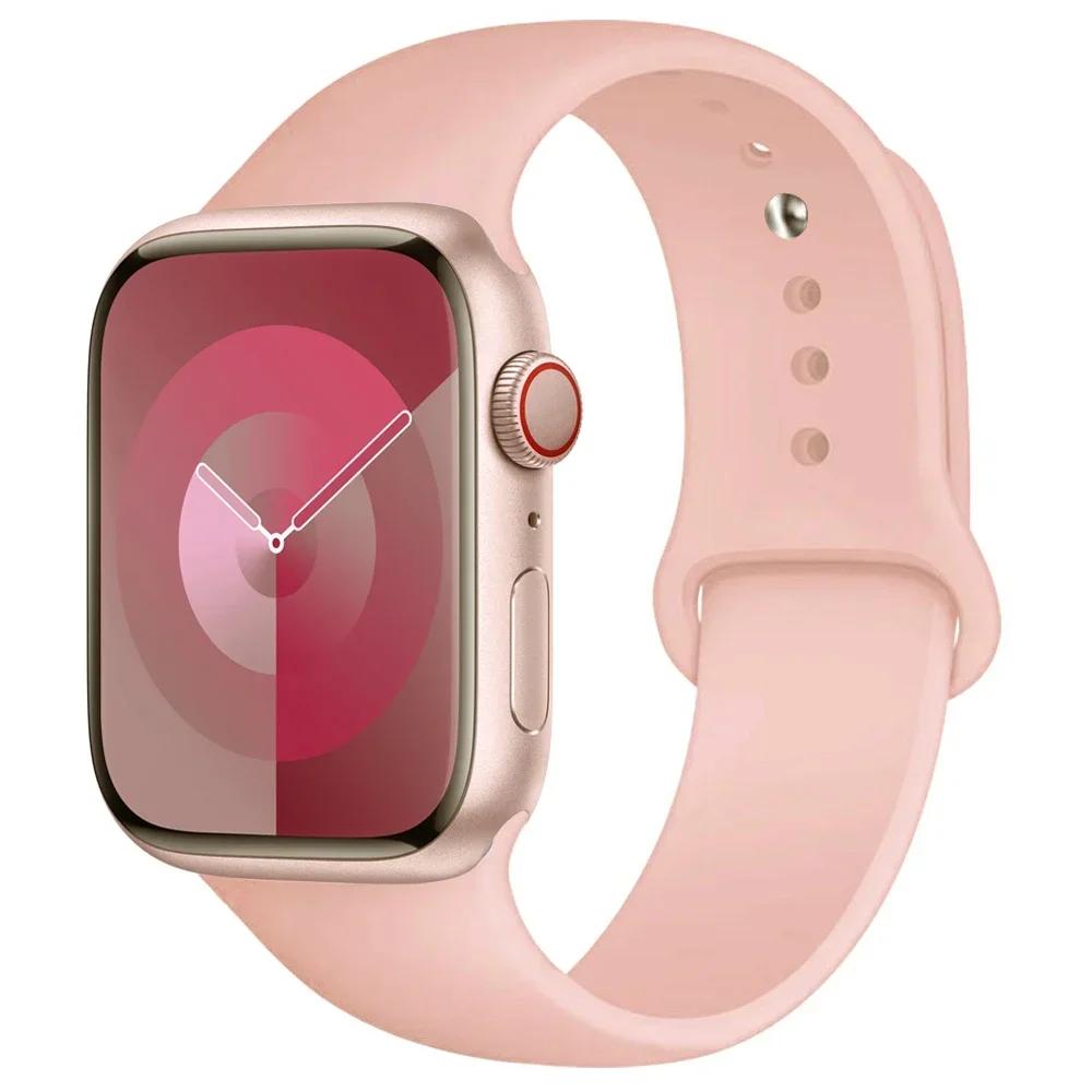 Silicone Strap For Apple Watch band 45mm 44mm 41mm 42mm 40mm 49mm 38mm correa bracelet iWatch series 9 8 5 4 3 8 6 SE 7 Ultra 2