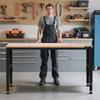 VEVOR Adjustable Workbench, 907 kg Capacity, 155 x 51 cm Heavy Duty Work Bench with 68.8-91.4 cm Height Adjustment