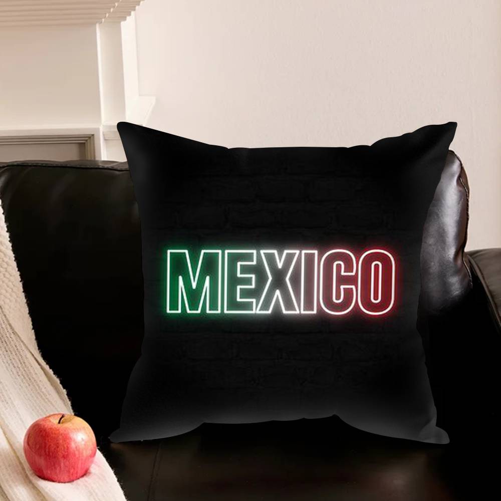 M-Mexiko Flagge Kunst Kissenbezug Für Sofa Zimmer Büro Dekor Druckschutz Kissenhülle Valentinstagsgeschenk Benutzerdefiniert
