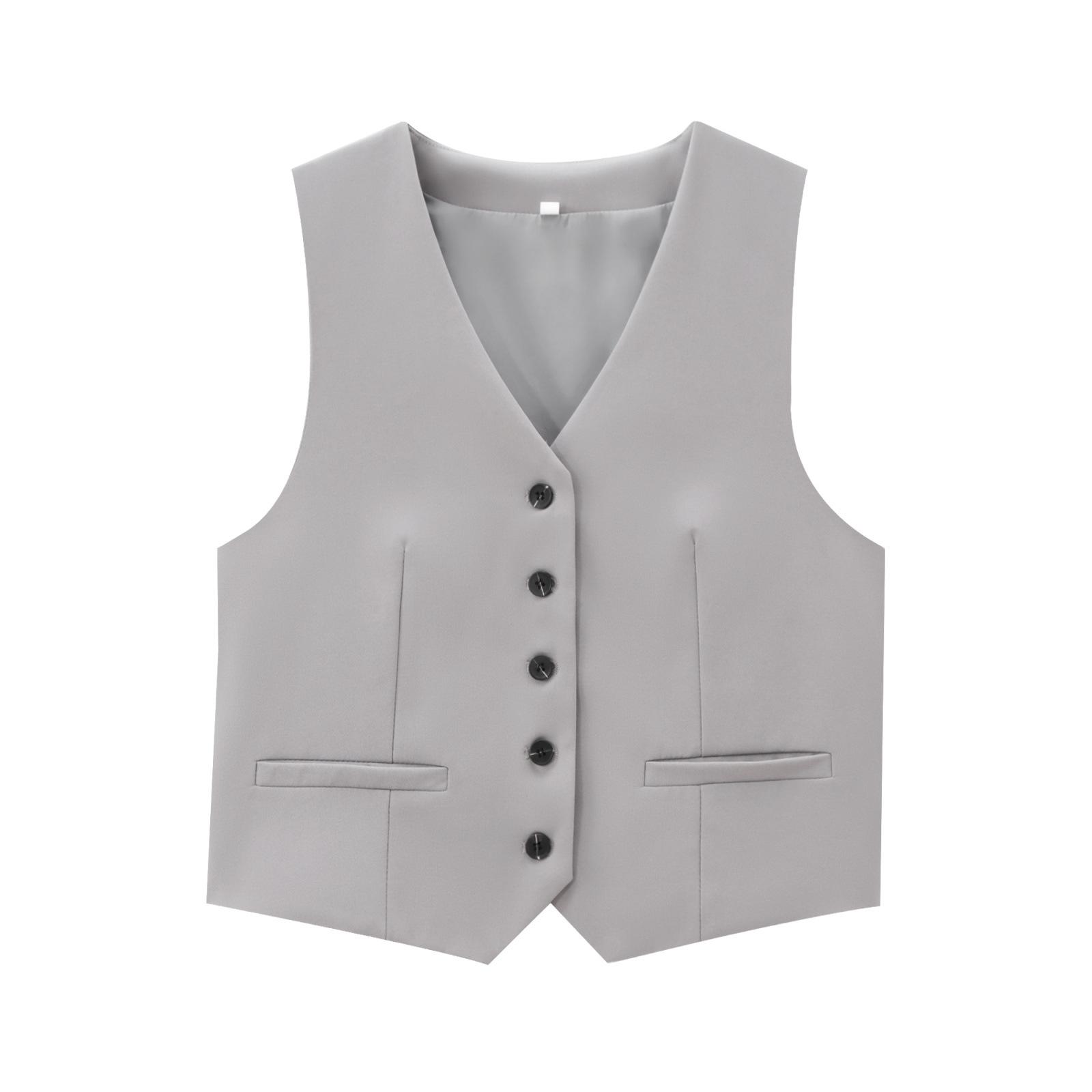 

Женский костюм в европейском и американском стиле: облегающий жилет + широкие брюки Medium