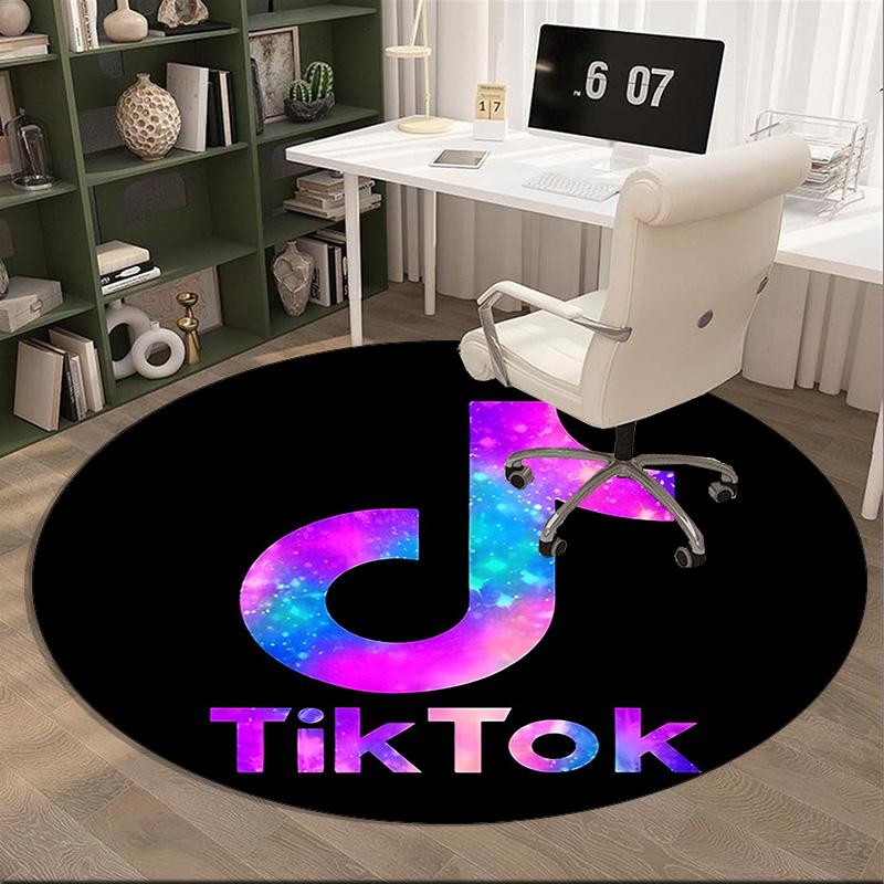 Tiktok Logo Design Round Rug for Livingroom,Bedroom, Palyroom, Chair Rug, Area rug, Circle Carpet, Large Size Fan Christmas gift