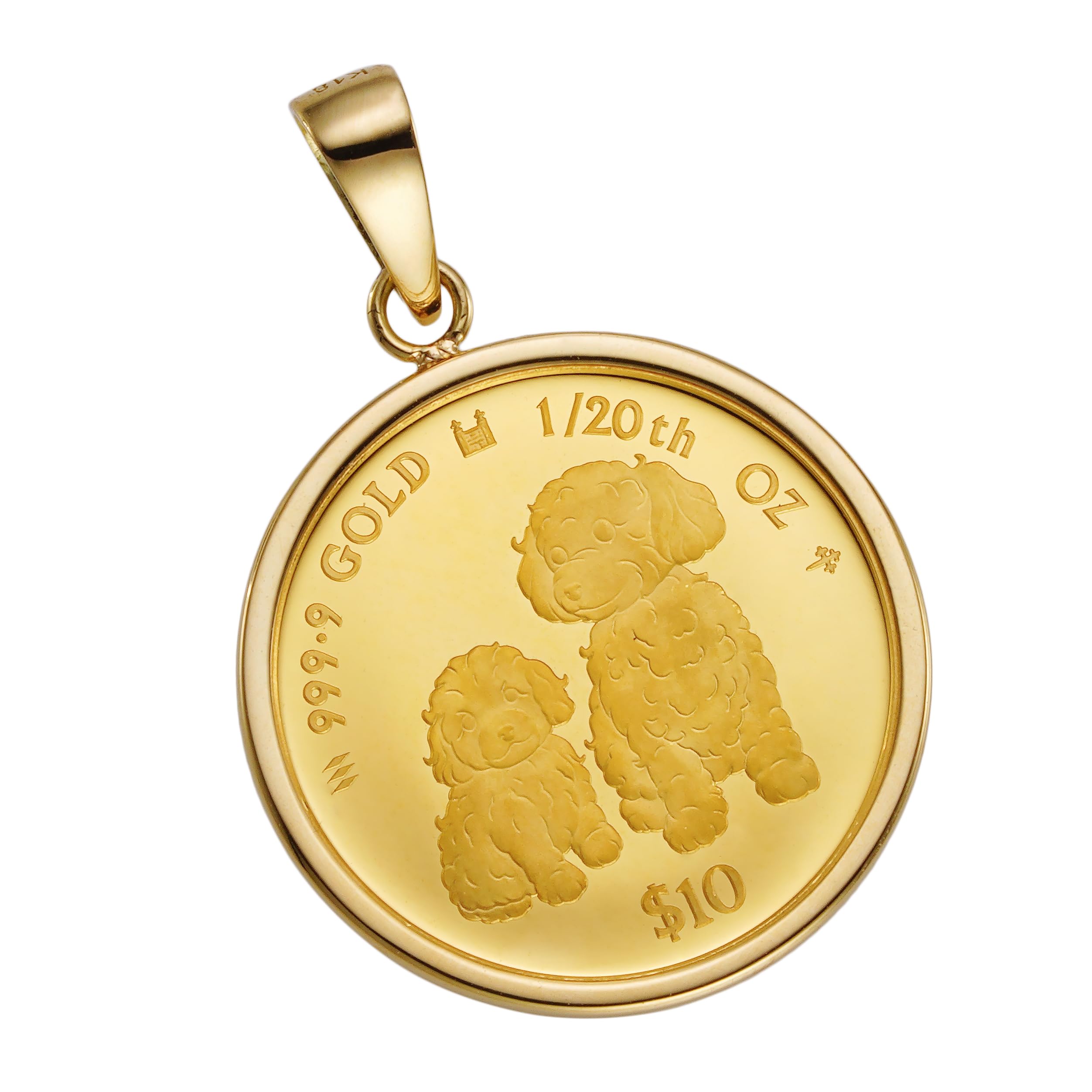 

Підвіска Монета з Чистого Золота K24 Пудель Проста Рамка K18 Гравіювання [SPERANZA] 1/20 унції золотий