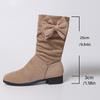 Women's Natural Suede Western Boots Thick Pointed Short Boots Vintage Pleated Fashion Boots Women's Autumn