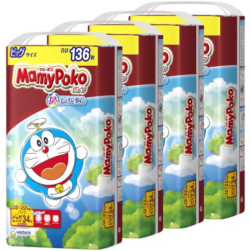 

[Pants Big Size] Mamy Poko Pants Doraemon Diapers (12~22kg) 136 pieces (34 pieces x 4) Case item