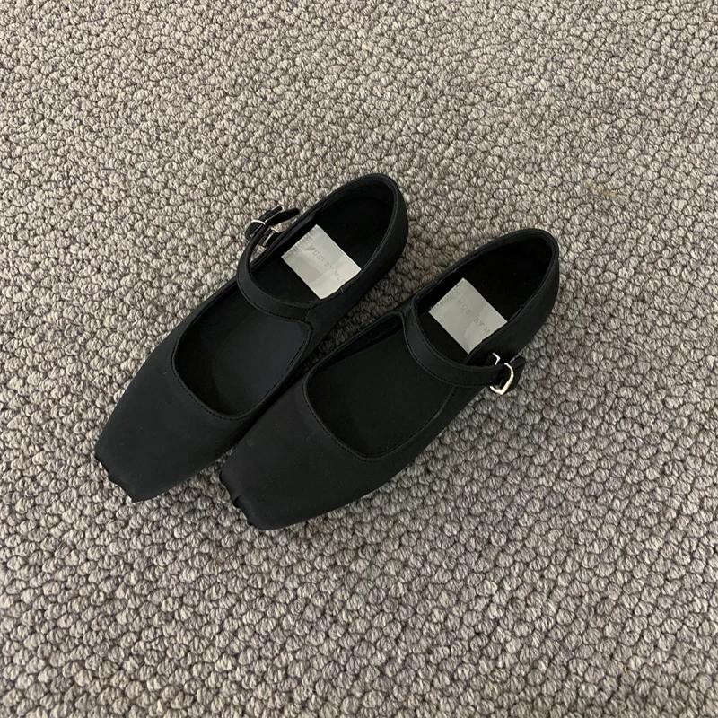 

fashion Autumn Square Toe Ballet Flas Shoes Fashion Shallow Buckle Women Flat Shoes Ladies Casual Outdoor Ballerina Shoe Moccasin Woman 35 чёрный