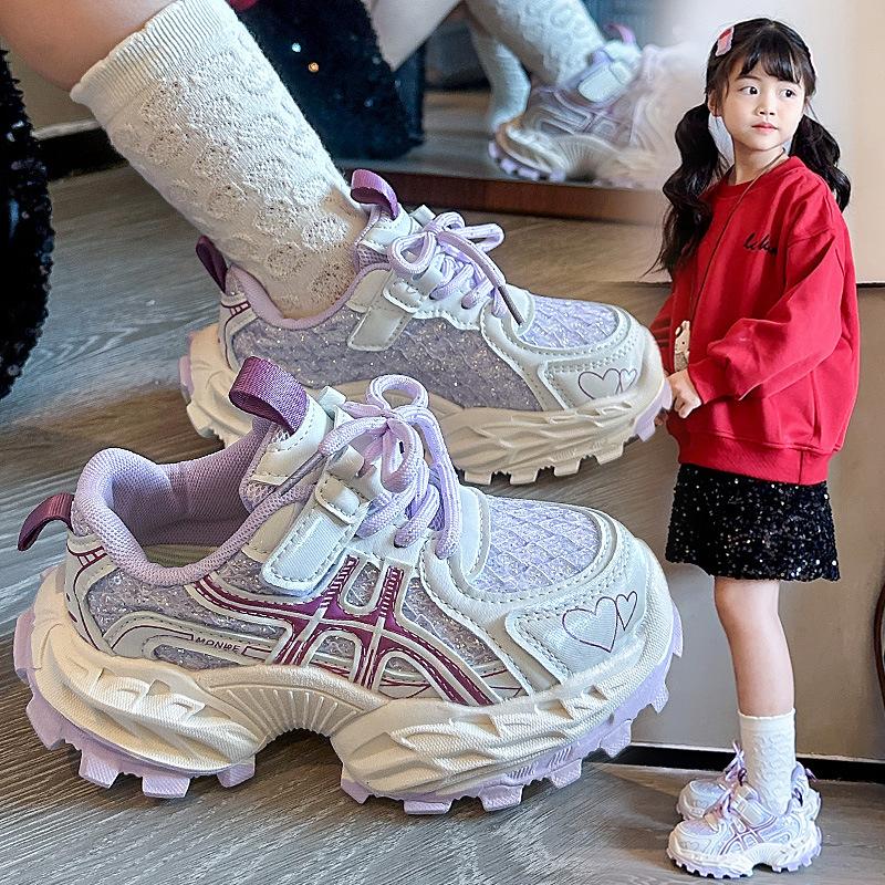 Children's moral training shoes 2025 autumn new student campus versatile casual shoes girls outdoor simple sports shoes