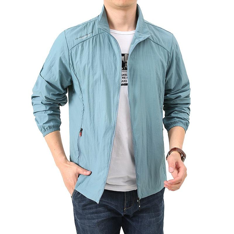 Summer 2025 Men's Clothing Ultra-thin Breathable Stand-up Collar UV Protection Jacket Fishing Suit Men's Skin Clothing