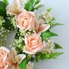 Artificial Floral Wreath for Front Door Realistic Large Rose Lily Flower Wreath with Leaves for Spring Valentine's Mother's Day Wedding Home Decor