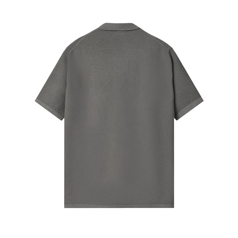 Fila Milano Series Comfortable Business Short Sleeve Knit Shirt Men Tops Dark-Gray F11M625407F-DY