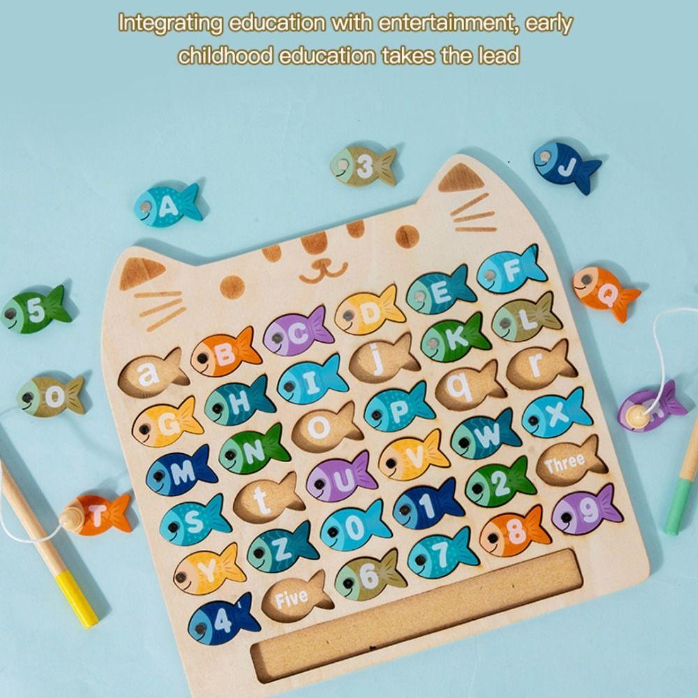 Montessori Alphabet Fishing Toy Set Magnetic Number Fishing Game Toys  Birthday Gift