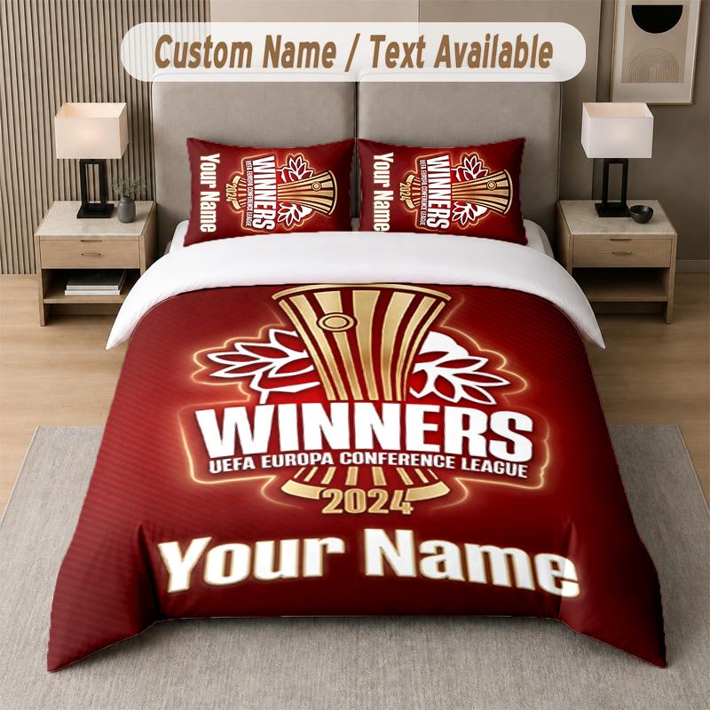 Ensemble de literie Design Olympiacos Texte personnalisé 1 Housse de couette & 2 Taies d'oreiller