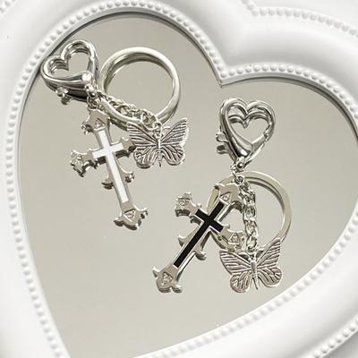 Harajuku Y2K Guitar Love Heart Star Key Chain For Women Sweet Cool Trend Pendant
