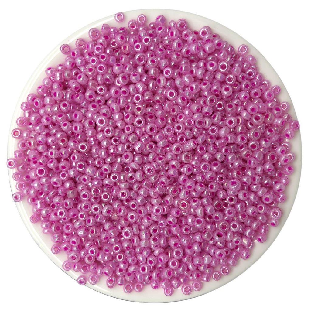 Solid Color 2/3/4mm Glass Seed Beads, Silver Lined, Dyed AB Cream, Round for Handmade Beading & Bracelets.