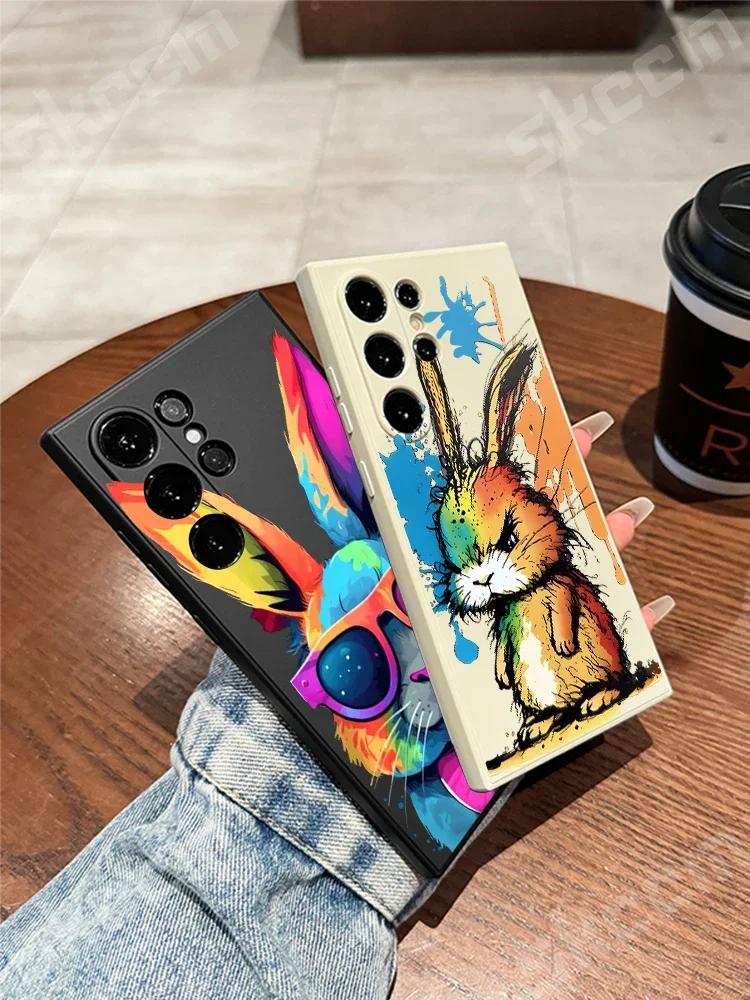 Cute Colorful Rabbit Phone Case For Samsung Galaxy S25 S24 S23 Ultra S22 Plus S20 FE A15 A35 A50 A51 A54 A55 A71 A72 A73 Cover