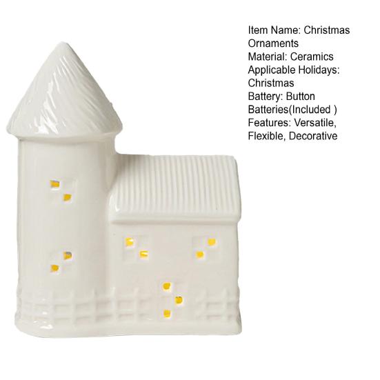 Yousheng Ceramic Snow House LED Decor Nordic Christmas Village Tabletop Lamp Creative Festive Centerpiece for Mantel And Shelf Display