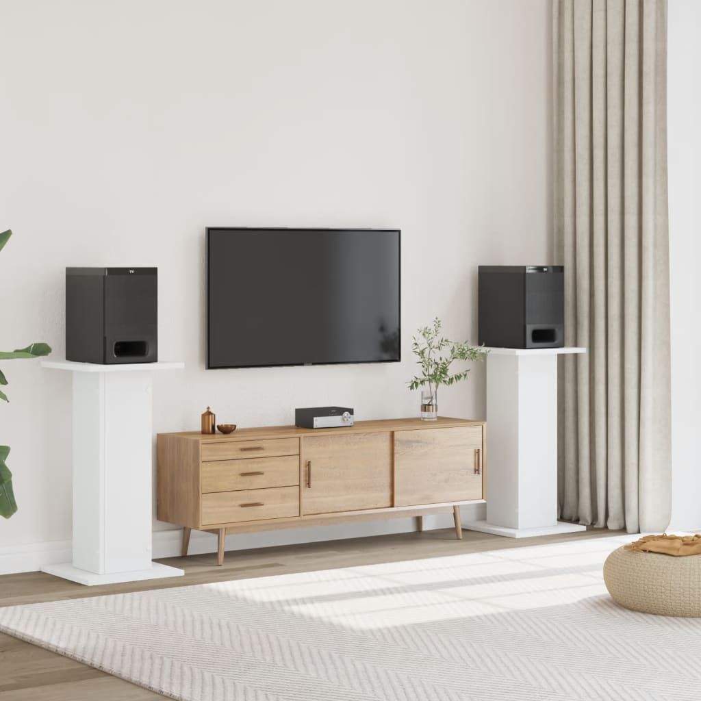 Speaker Stands 2 Pcs. White 30x30x80 Cm Engineered Wood