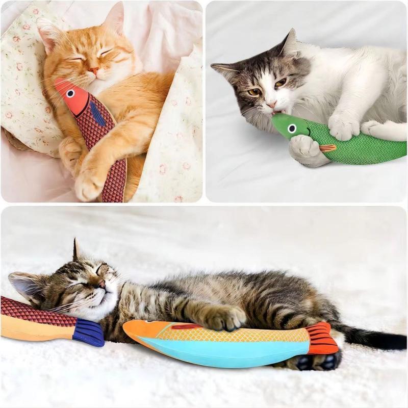 Cat Fish Plush Toy - Bite-Resistant, Self-Play, Teething Relief, Durable Simulation for Kittens