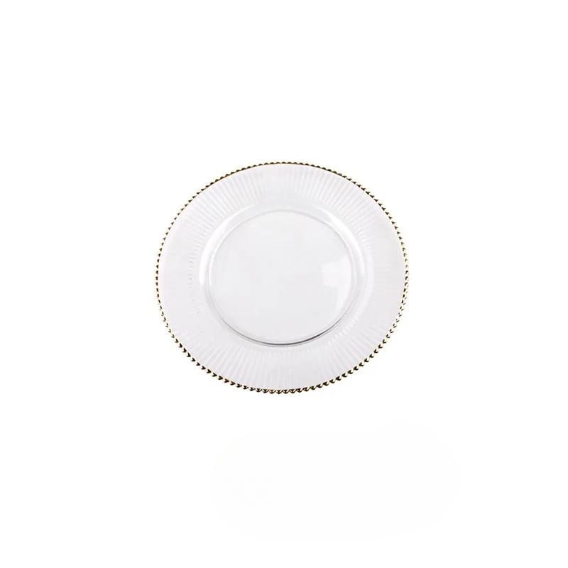 

Блюдо из европейского стекла ручной работы с золотым краем Эль Прозрачная стеклянная посуда Западное блюдо Поднос Подставка