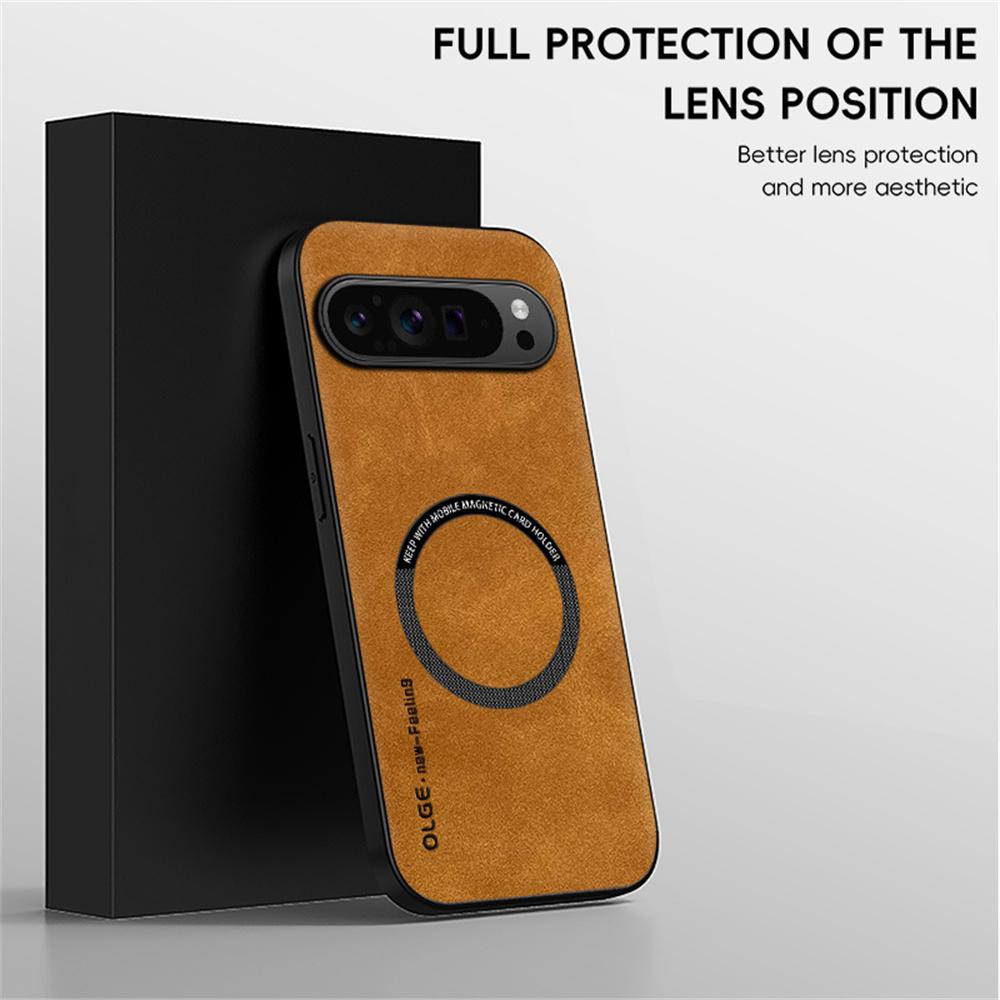 WANLONFENG YBP Series For Google Pixel 9 Pro Magnetic Case with Tempered Glass Film PU Leather+TPU Phone Cover Large Cutout