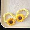 2Pcs Hair Tie High Elasticity Soft Sunflower Hair Scrunchie Bright Color Ponytail Holder Hair Accessory
