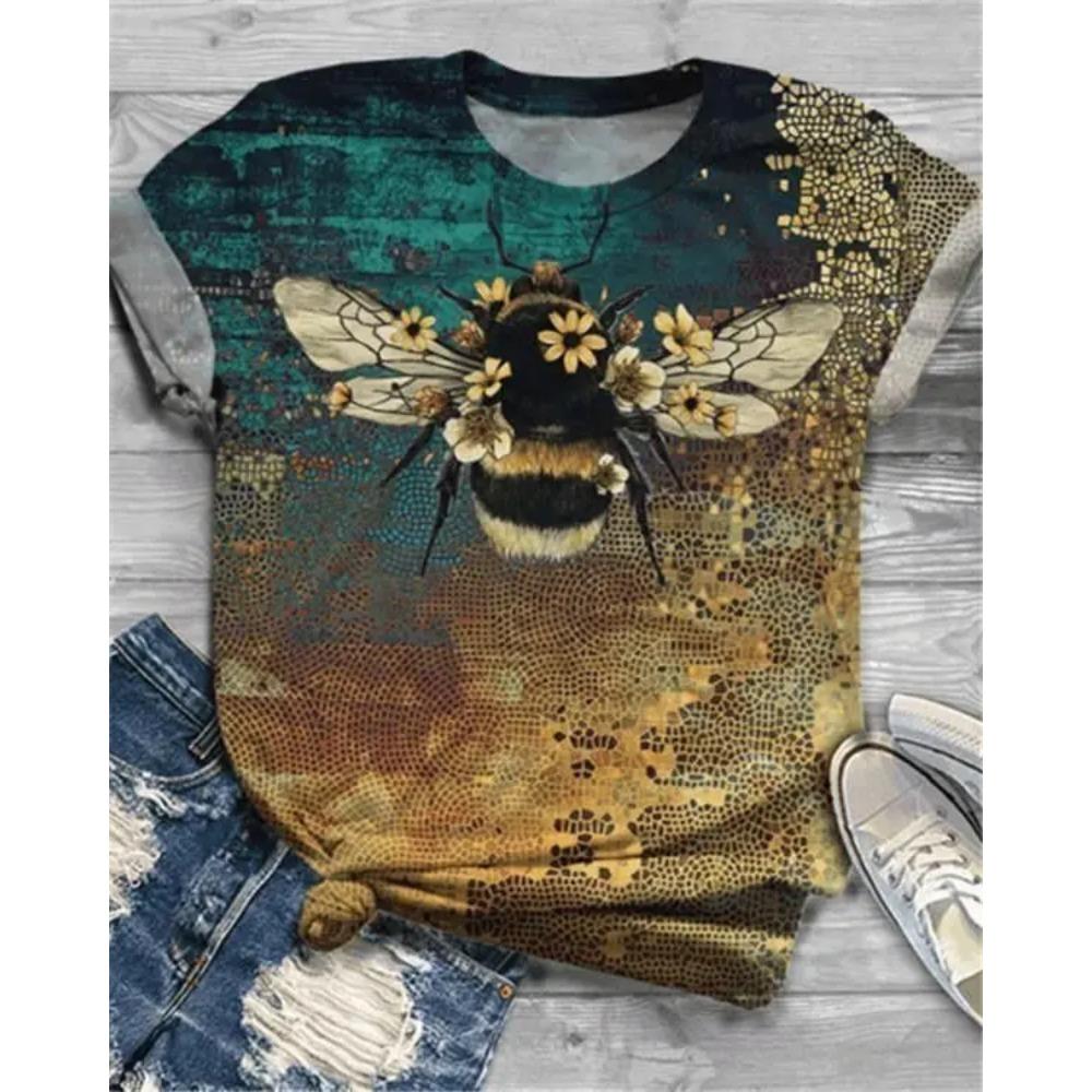 Butterfly Dragonfly Pattern 3D Print T-Shirts Women's Short Sleeves T Shirt Streetwear Y2k Harajuku Tees Tops Female Clothing