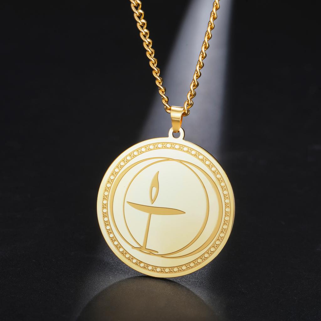 LIKGREAT Flaming Chalice Necklace Stainless Steel UU Pendant Choker Unitarian Universalist Gift Religious Spiritual Symbol Gift