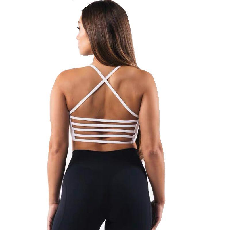 

Fashion Yoga Shockproof Bra Thin Strap Beauty Back High Elastic Quick-Drying Workout Underwear Running Sports Sports Bra Elastic White Vest S